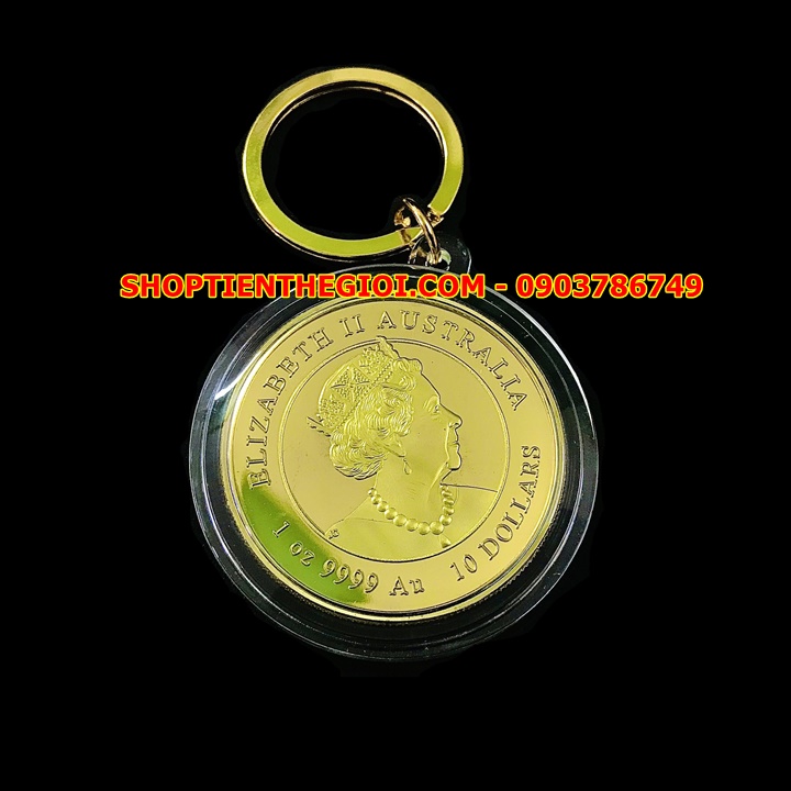 Móc Khóa Xu Úc Hình Con Hổ Mạ Vàng - SP005414